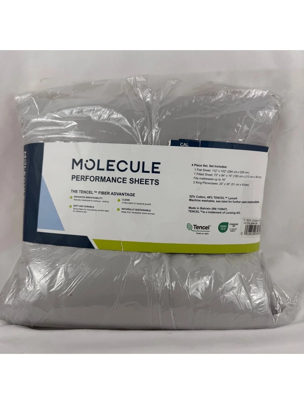 Molecule Performance Sheets Cal King Sateen 4 Piece Set Grey